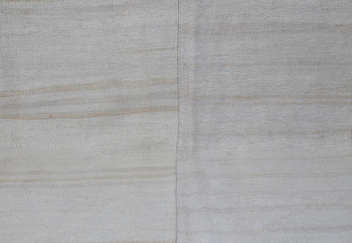 9x10 Vintage Turkish Hemp Rug, White Beige Striped Kilim, Large Handwoven Neutral Area Rug