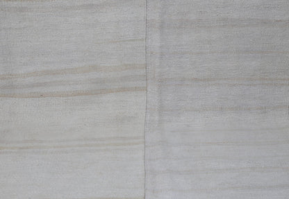 9x10 Vintage Turkish Hemp Rug, White Beige Striped Kilim, Large Handwoven Neutral Area Rug
