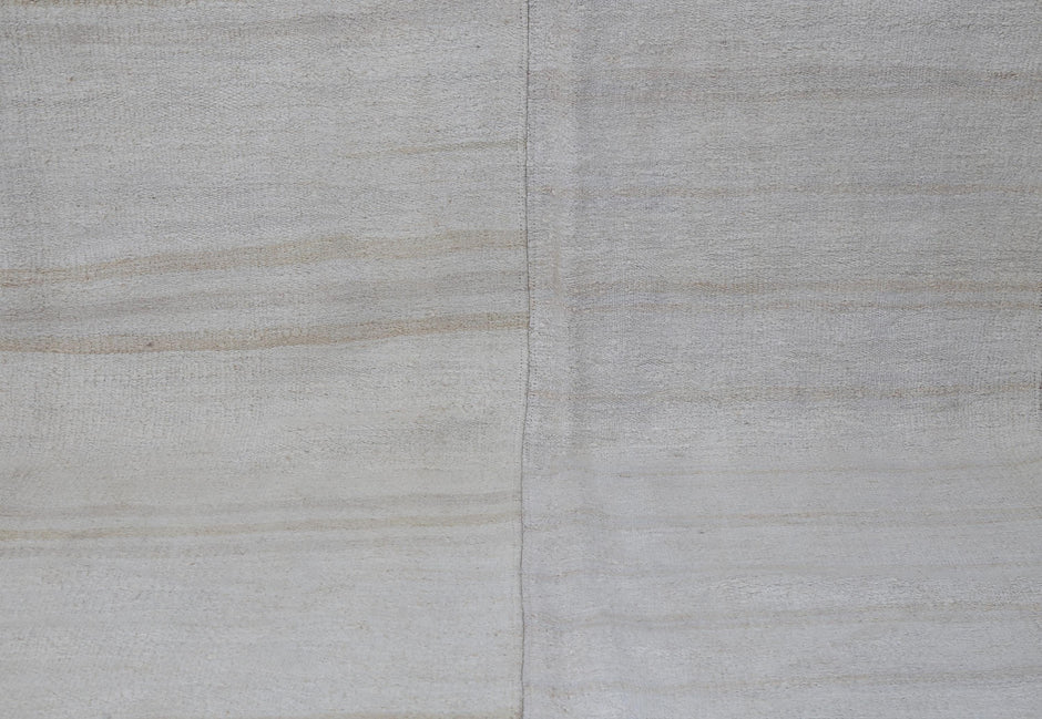 9x10 Vintage Turkish Hemp Rug, White Beige Striped Kilim, Large Handwoven Neutral Area Rug