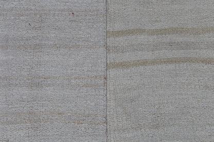 9x10 Vintage Turkish Hemp Rug, White Beige Striped Kilim, Large Handwoven Neutral Area Rug