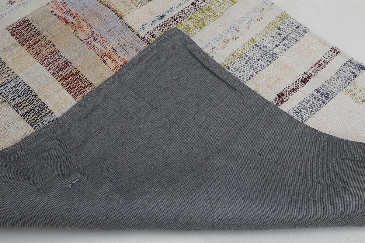 3x10 Vintage Turkish Patchwork Kilim Rug, Beige Cotton Wool Runner, Long Handwoven Hallway Rug