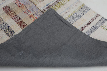 3x10 Vintage Turkish Patchwork Kilim Rug, Beige Cotton Wool Runner, Long Handwoven Hallway Rug