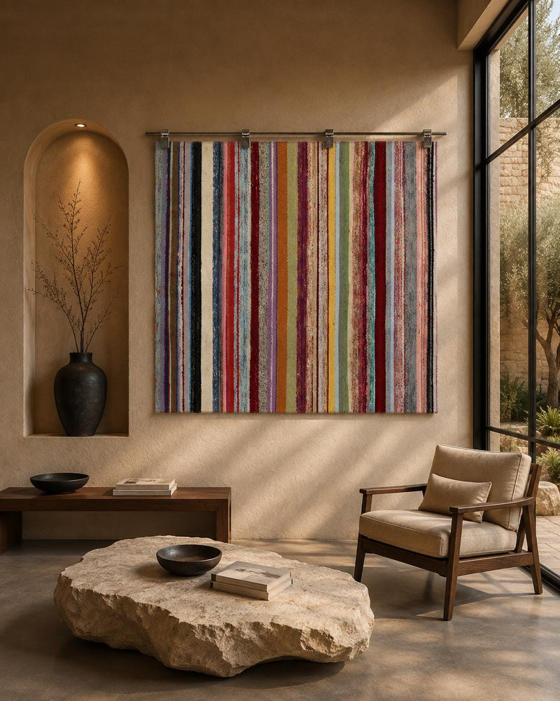 Vintage Turkish Kilim Tapestry Rug, Striped (3'8" x 3'11") - photo 1 of 10