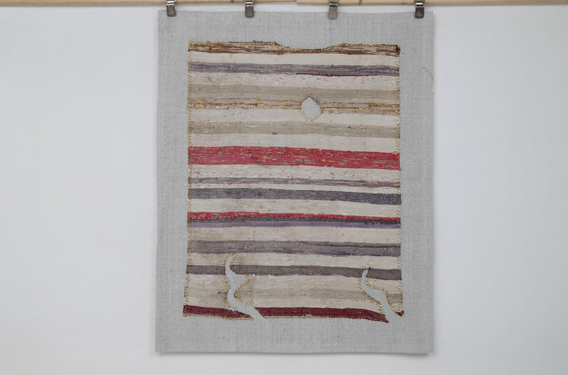 Vintage Turkish Kilim Tapestry Rug, Striped (3'5" x 4'2")