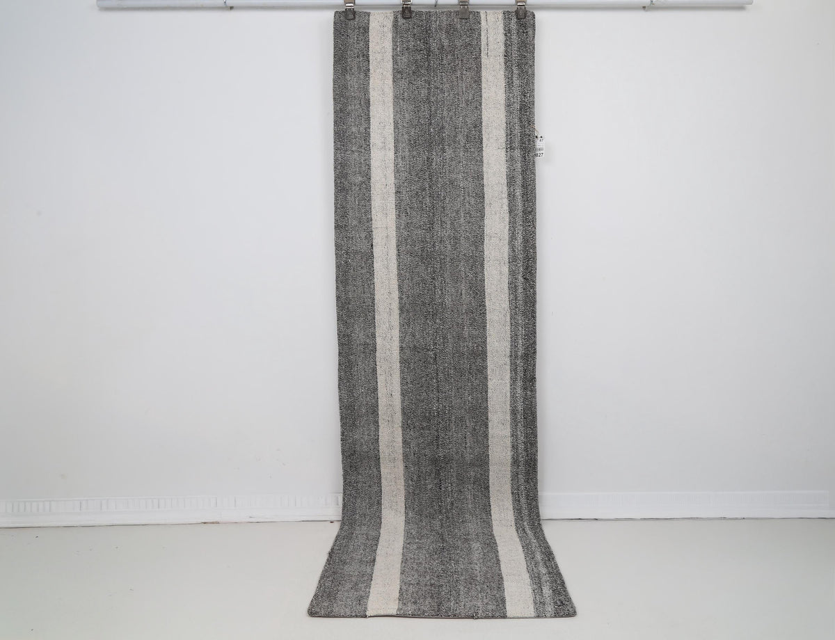 2x8 Vintage Turkish Flatweave Runner Rug, Hemp Striped Kilim, Handwoven Long Narrow Rug, Rustic Hallway Floor Rug