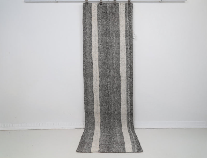 2x8 Vintage Turkish Flatweave Runner Rug, Hemp Striped Kilim, Handwoven Long Narrow Rug, Rustic Hallway Floor Rug