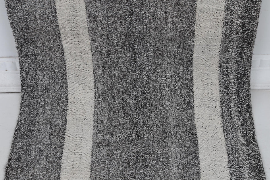 2x8 Vintage Turkish Flatweave Runner Rug, Hemp Striped Kilim, Handwoven Long Narrow Rug, Rustic Hallway Floor Rug