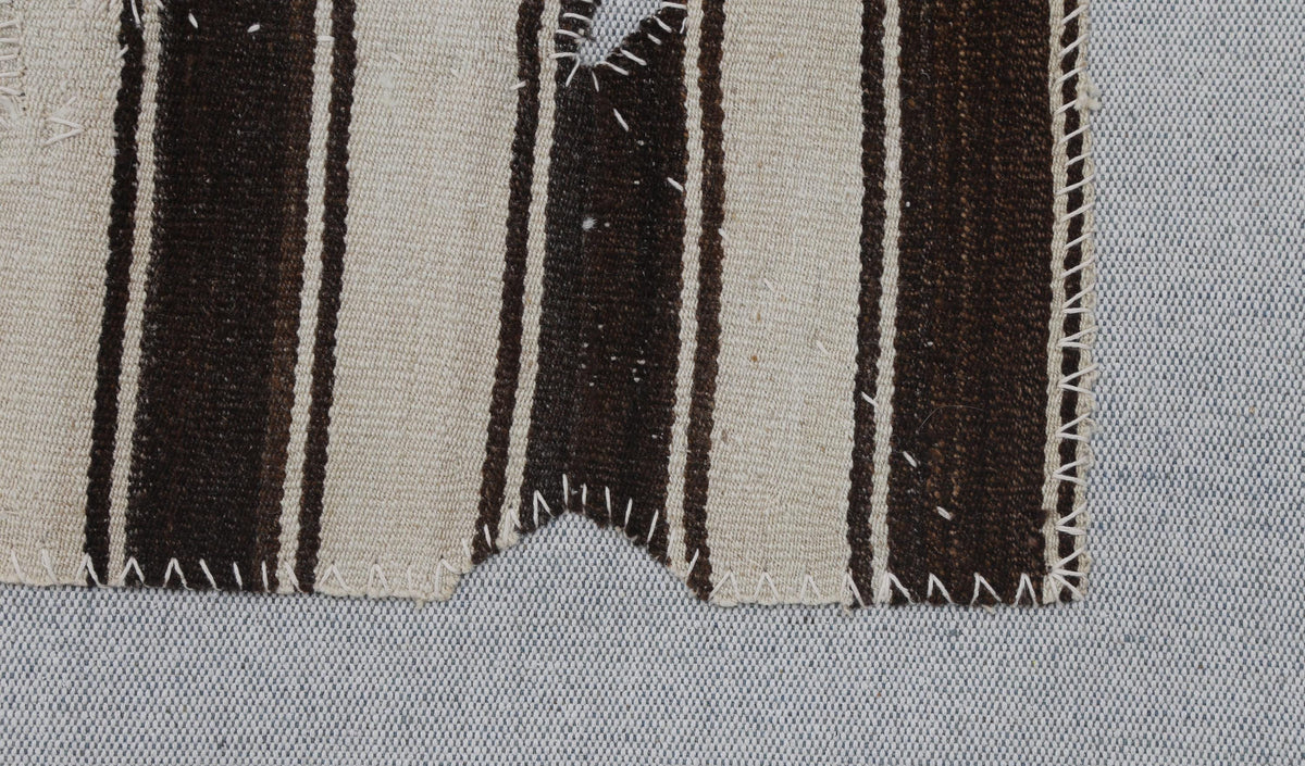 3x4 Vintage Turkish Tapestry Rug, Beige Brown Wool Wall Hanging, Handwoven Textile Wall Art