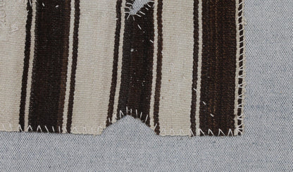 3x4 Vintage Turkish Tapestry Rug, Beige Brown Wool Wall Hanging, Handwoven Textile Wall Art