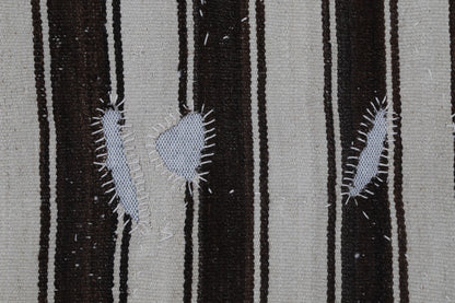 3x4 Vintage Turkish Tapestry Rug, Beige Brown Wool Wall Hanging, Handwoven Textile Wall Art