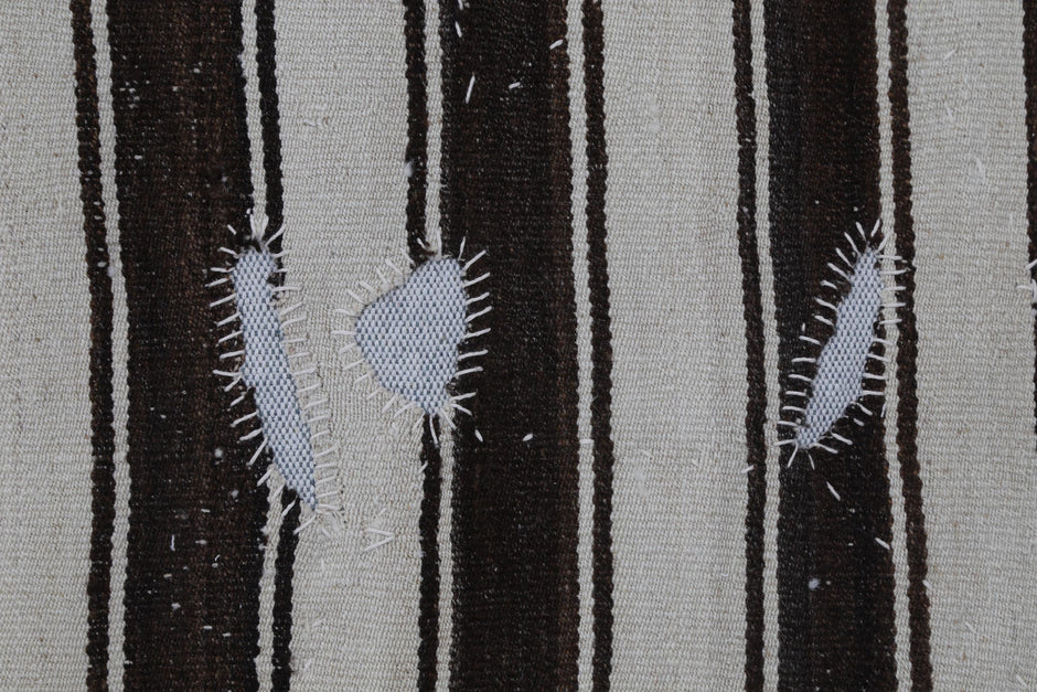 3x4 Vintage Turkish Tapestry Rug, Beige Brown Wool Wall Hanging, Handwoven Textile Wall Art