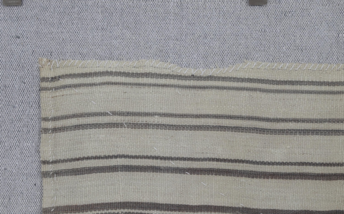 3x4 Vintage Turkish Tapestry Rug, Beige Brown Wool Wall Hanging, Striped Textile Wall Art