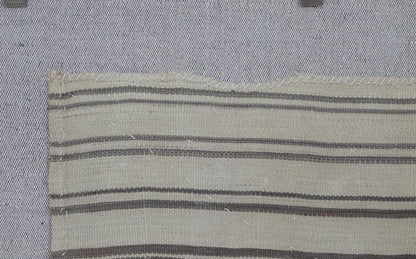 3x4 Vintage Turkish Tapestry Rug, Beige Brown Wool Wall Hanging, Striped Textile Wall Art