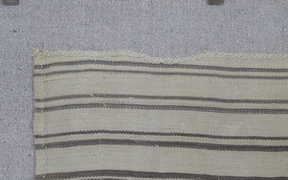 3x4 Vintage Turkish Tapestry Rug, Beige Brown Wool Wall Hanging, Striped Textile Wall Art