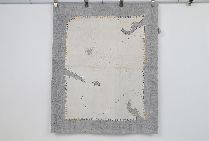 Vintage Turkish Tapestry Rug, Minimalist (3'6" x 4'3")