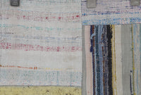 3x10 Vintage Turkish Patchwork Kilim Rug, Beige Cotton Wool Runner, Long Handwoven Hallway Rug