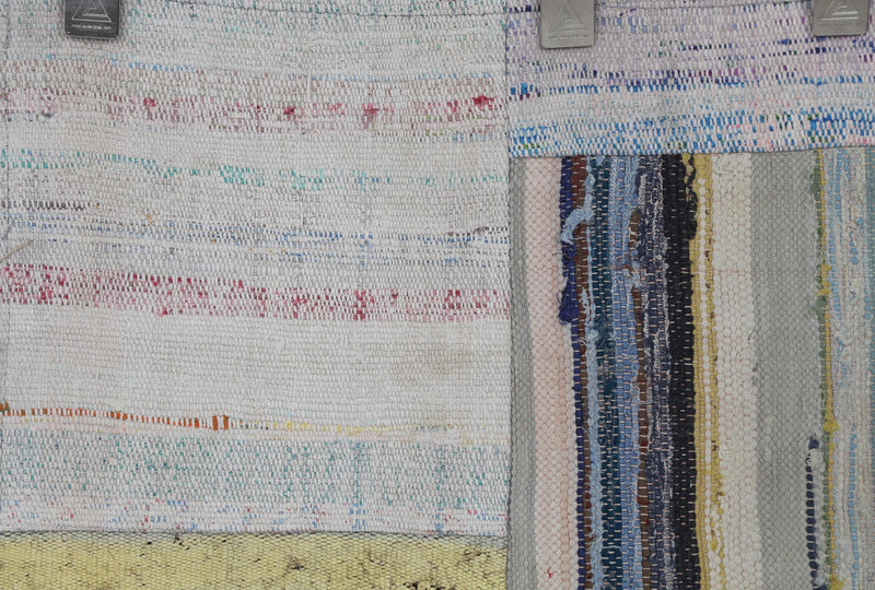 3x10 Vintage Turkish Patchwork Kilim Rug, Beige Cotton Wool Runner, Long Handwoven Hallway Rug