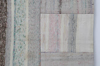 3x10 Vintage Turkish Patchwork Kilim Rug, Beige Cotton Wool Runner, Long Handwoven Hallway Rug