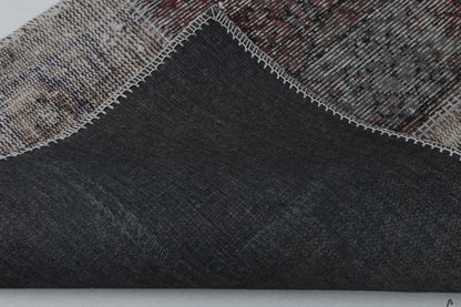 2x9 Vintage Turkish Patchwork Runner Rug, Wool Cotton Long Narrow Rug, Vintage Hallway Runner, Turkish Carpet