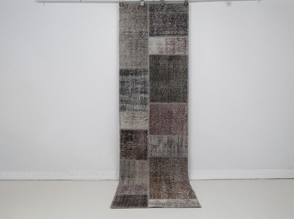 2x8 Vintage Turkish Patchwork Runner Rug, Wool Cotton Long Narrow Rug, Vintage Hallway Runner, Turkish Carpet