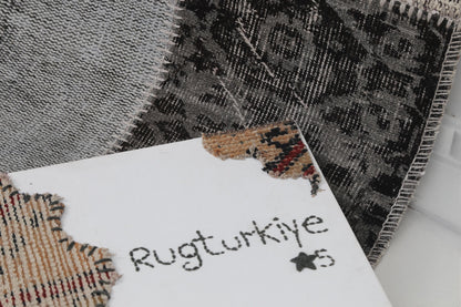 2x7 Vintage Turkish Patchwork Runner Rug, Wool Cotton Hallway Rug, Handmade Vintage Carpet, Narrow Turkish Runner