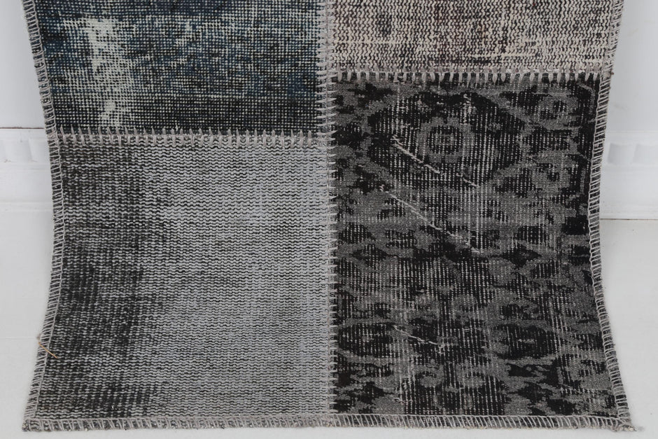 2x7 Vintage Turkish Patchwork Runner Rug, Wool Cotton Hallway Rug, Handmade Vintage Carpet, Narrow Turkish Runner