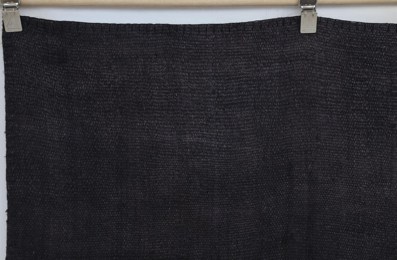 7x10 Vintage Turkish Hemp Patchwork Rug, Black Hemp Rug, Handwoven Kilim, Minimalist Rustic Area Rug
