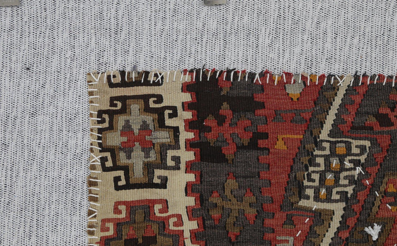 Vintage Turkish Tapestry Rug, Multicolor Geometric (3'6" x 4'2")