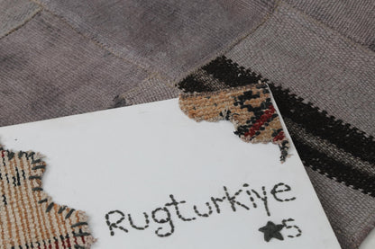 2x8 Vintage Turkish Hemp Patchwork Runner Rug, Handmade Hemp Runner, Narrow Hallway Rug, Vintage Turkish Carpet