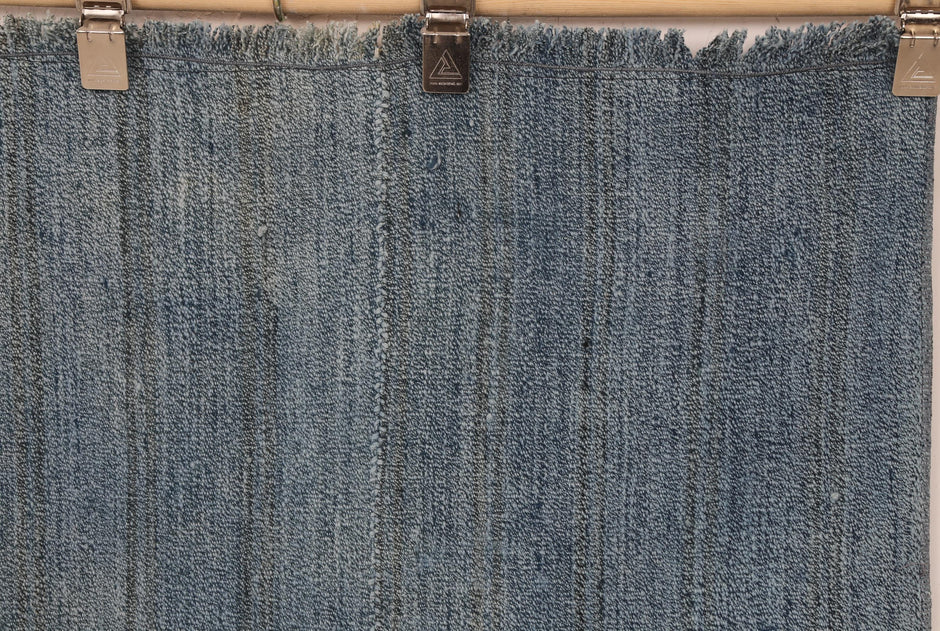 5x6 Vintage Turkish Flatweave Rug, Blue Handwoven Kilim, Vintage Wool Cotton Rug, Minimalist Area Rug