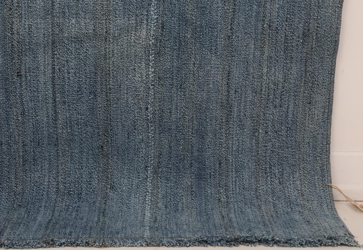 5x6 Vintage Turkish Flatweave Rug, Blue Handwoven Kilim, Vintage Wool Cotton Rug, Minimalist Area Rug