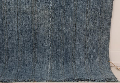 5x6 Vintage Turkish Flatweave Rug, Blue Handwoven Kilim, Vintage Wool Cotton Rug, Minimalist Area Rug