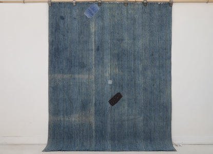 5x6 Vintage Turkish Flatweave Rug, Blue Handwoven Kilim, Vintage Wool Cotton Rug, Minimalist Area Rug