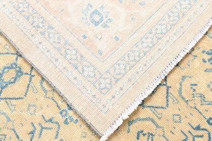 10x13 Vintage Turkish Rug, Beige Blue Floral Rug, Handwoven Wool Rug, Large Vintage Area Rug
