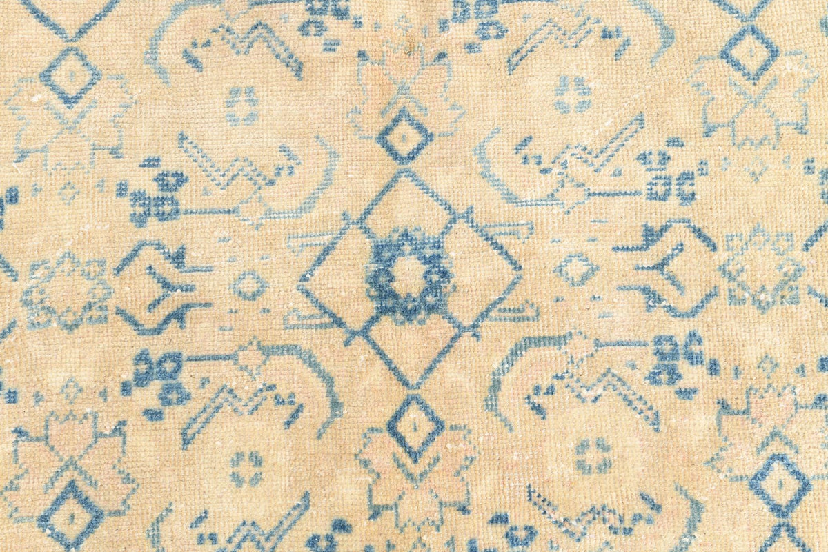 10x13 Vintage Turkish Rug, Beige Blue Floral Rug, Handwoven Wool Rug, Large Vintage Area Rug