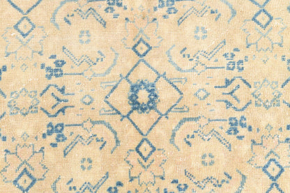 10x13 Vintage Turkish Rug, Beige Blue Floral Rug, Handwoven Wool Rug, Large Vintage Area Rug
