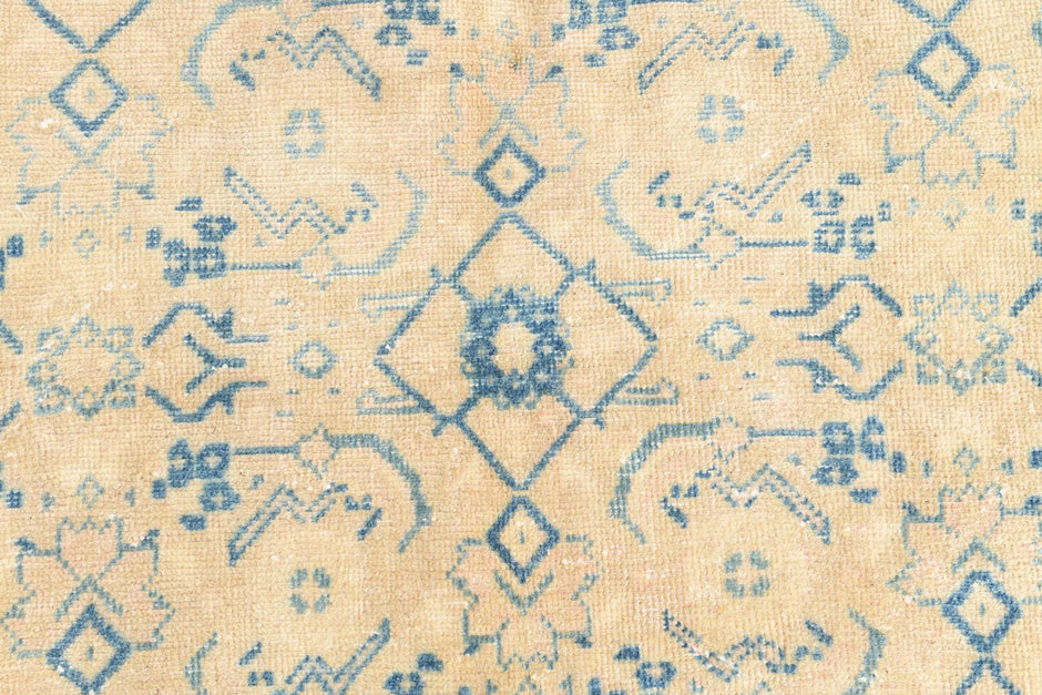 10x13 Vintage Turkish Rug, Beige Blue Floral Rug, Handwoven Wool Rug, Large Vintage Area Rug