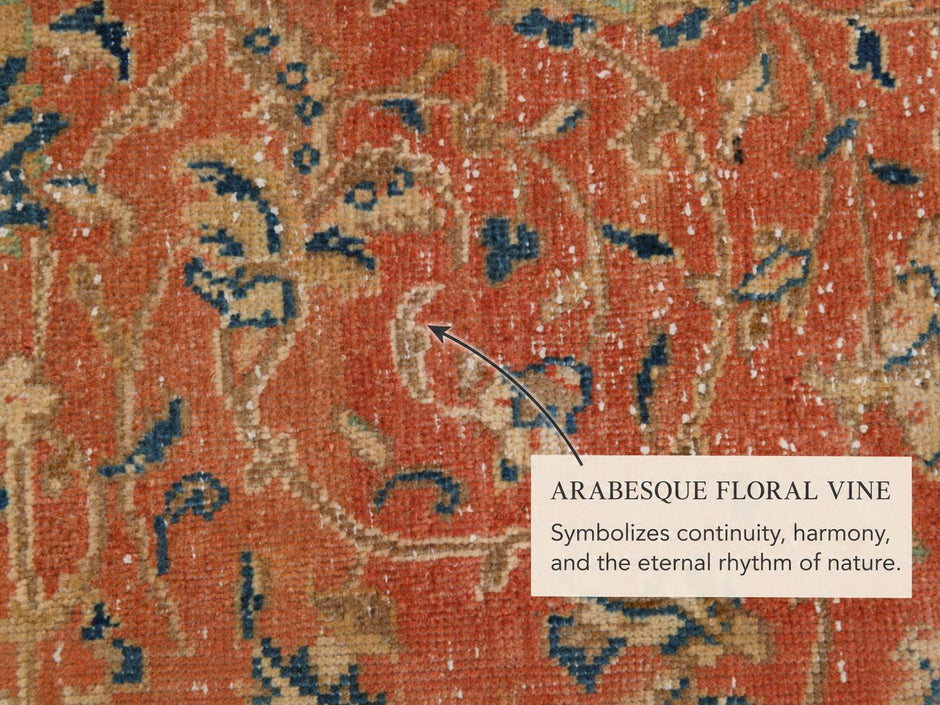 10x13 Vintage Turkish Rug, Terracotta Floral Rug, Sand Beige Wool Rug, Large Vintage Area Rug