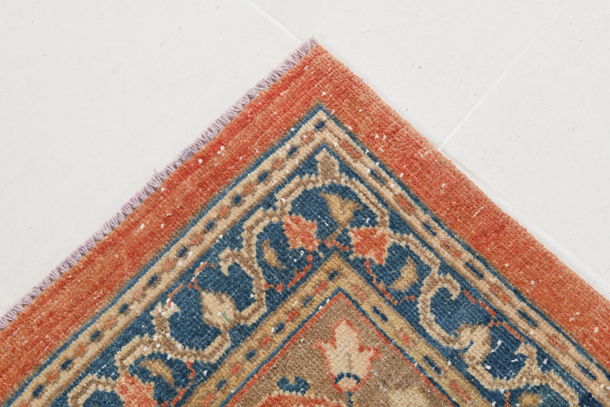 10x13 Vintage Turkish Rug, Terracotta Floral Rug, Sand Beige Wool Rug, Large Vintage Area Rug
