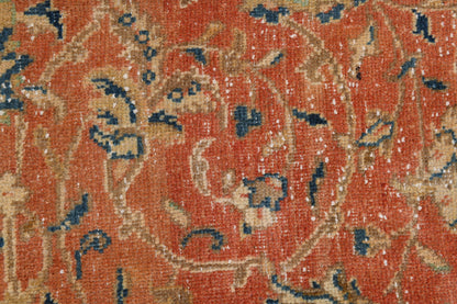 10x13 Vintage Turkish Rug, Terracotta Floral Rug, Sand Beige Wool Rug, Large Vintage Area Rug