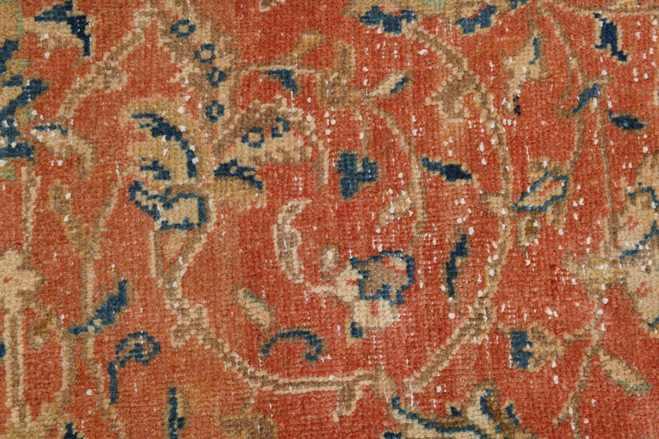 10x13 Vintage Turkish Rug, Terracotta Floral Rug, Sand Beige Wool Rug, Large Vintage Area Rug