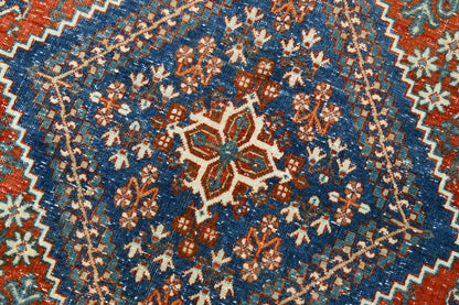 9x13 Vintage Turkish Rug, Brick Red Floral Rug, Deep Indigo Wool Rug, Large Vintage Silverwash Area Rug