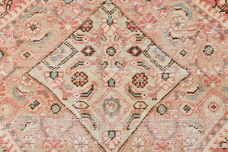 9x13 Vintage Turkish Rug, Dusty Rose Silverwash Rug, Soft Ivory Wool Rug, Large Vintage Area Rug