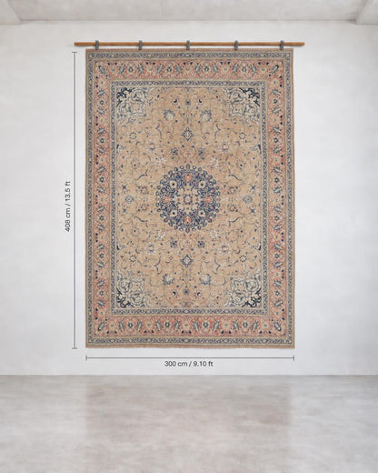 10x13 Vintage Turkish Rug, Antique Beige Floral Rug, Faded Rose Silverwash Rug, Large Vintage Wool Area Rug