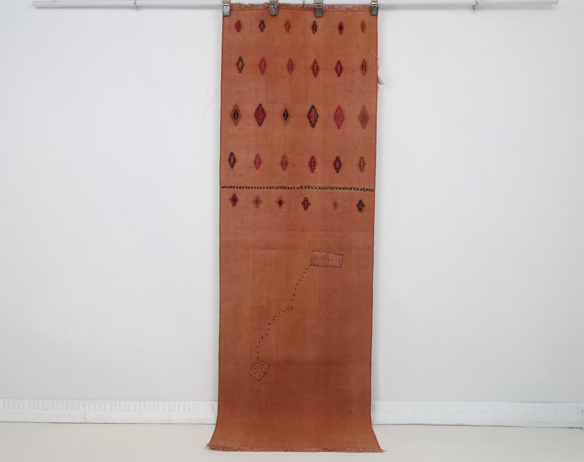 2x7 Vintage Turkish Hemp Runner Rug, Handmade Kilim, Narrow Hallway Rug, Vintage Anatolian Hemp Rug