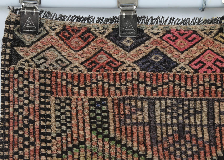 2x3 Vintage Turkish Tapestry Rug, Handmade Flatweave Wall Hanging, Vintage Kilim Textile Wall Art, Wool Tapestry