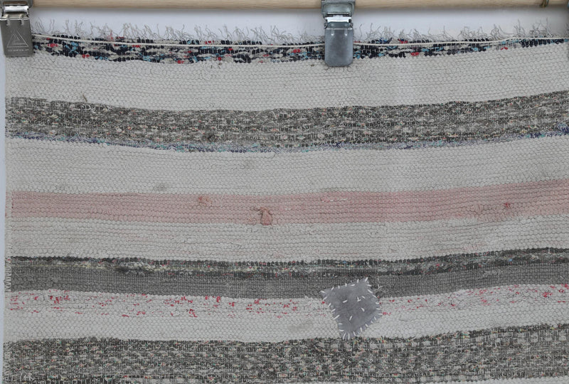 5x5 Vintage Turkish Kilim Rug, Multicolor Striped Kilim Caput, Handwoven Wool Cotton Patchwork Rug, Rustic Flatweave