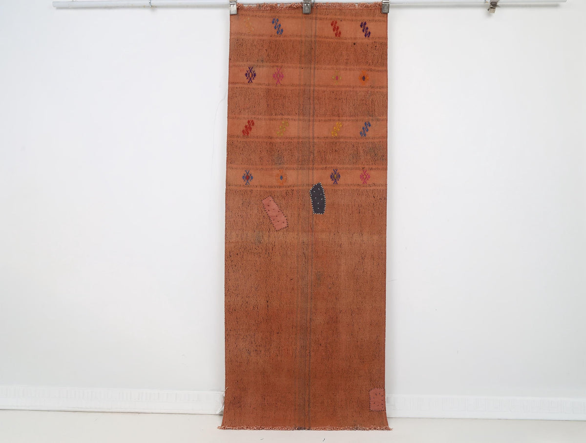 2x6 Vintage Flatweave Runner Rug, Hemp Wool Old Rug, Handwoven Narrow Runner, Rustic Woven Area Rug
