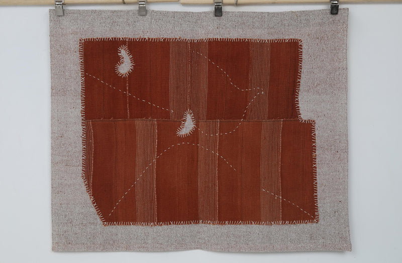 Vintage Turkish Kilim Tapestry Rug, Rust Red Solid (3'5" x 4'3")