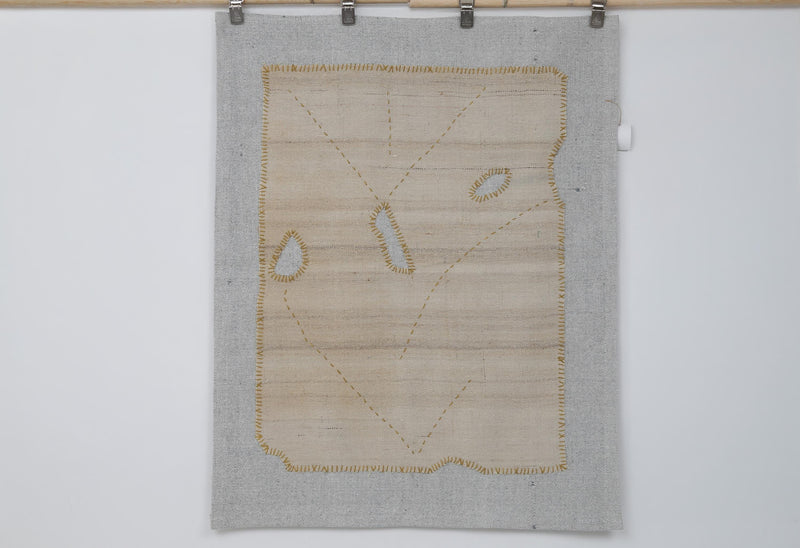 Vintage Turkish Kilim Tapestry Rug, Minimalist (3'4" x 4'2")